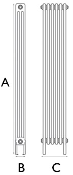 Enderby 3 Column Steel Radiator 1910mm 6 Section Spec